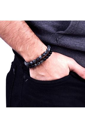 دستبند جواهر مشکی مردانه سنگ طبیعی Janti - کد 32994362