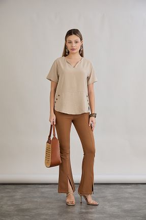 بلوز بژ زنانه ساده HOFY - کد 897881899
