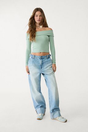 تیشرت سبز زنانه Fitted Stradivarius - کد 897676521