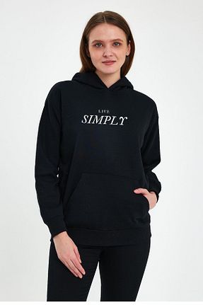 سوئیشرت مشکی زنانه چاپی FİHA - کد 897722796