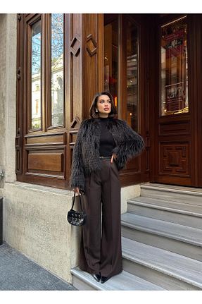 شلوار پارچه ای قهوه ای زنانه بلند YOUR NAME - کد 897714496