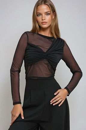 بلوز مشکی زنانه ساده VAGGON - کد 897743310