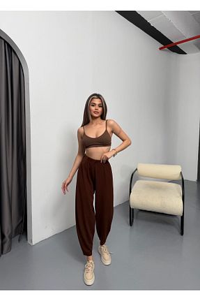 شلوار قهوه ای زنانه لیکرا TunaBlogg - کد 897779971