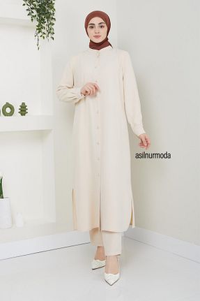 ست بالاتنه و پائین تنه حجاب بژ زنانه رگولار ASİLNUR - کد 820120577