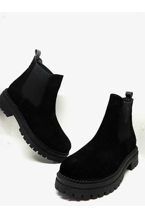 بوت / نیم بوت مشکی زنانه چرم خالص YGTSHOES - کد 797369476