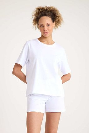 ست لباس راحتی سفید زنانه ساده No52 HomeWear - کد 897780122