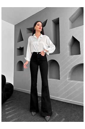 شلوار جین مشکی زنانه پاچه اسپانیولی LİMABEL - کد 897755204