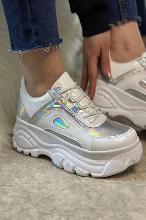 کفش اسنیکر سفید زنانه بند دار İmerShoes - کد 867114415