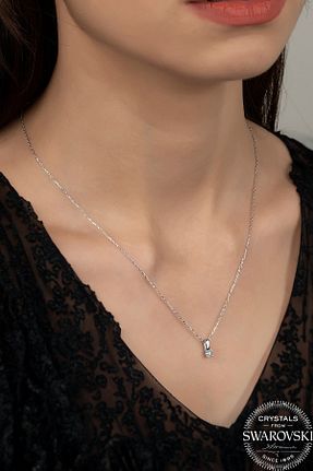 گردنبند استیل ( فولاد ) زنانه نقره Swarovski - کد 897764428