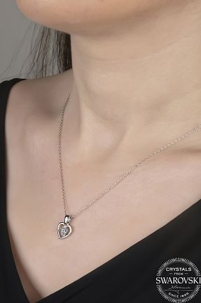 گردنبند استیل ( فولاد ) زنانه نقره Swarovski - کد 897760310