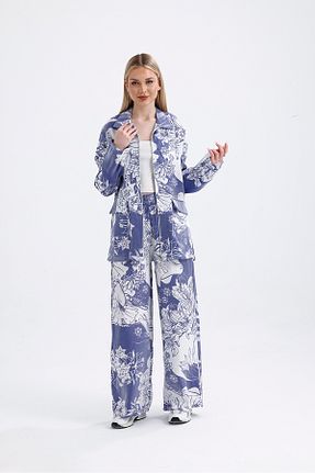 ست بالاتنه و پائین تنه آبی زنانه بافتنی ikomteks - کد 897801909