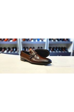 کفش کلاسیک قهوه ای مردانه چرم خالص NEWDERİSAN - کد 860312148
