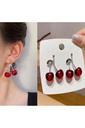 گوشواره جواهر قرمز سنگ طبیعی monalisatoka - کد 897809034