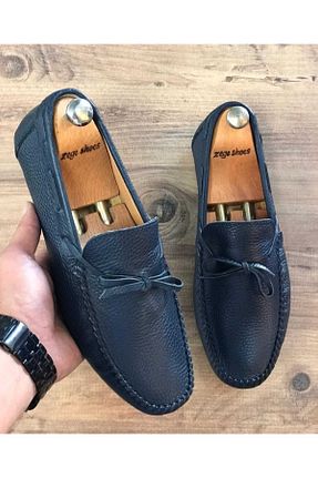 کفش لوفر سرمه ای مردانه چرم خالص Zegeshoes - کد 897830725