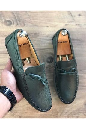 کفش لوفر سبز مردانه چرم خالص Zegeshoes - کد 897831318