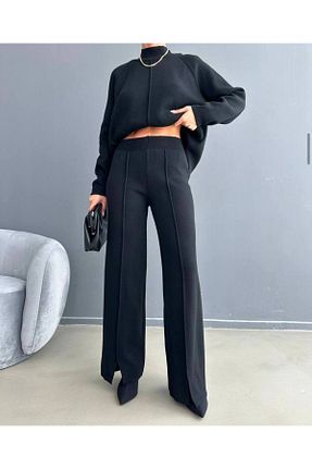 ست بالاتنه و پائین تنه مشکی زنانه تریکو Abalı - کد 897839248