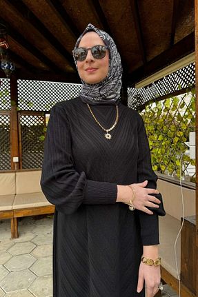لباس حجاب مشکی زنانه رگولار Rabia Şamlı - کد 898658100