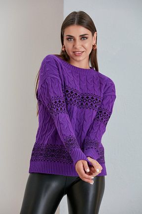 پلیور بنفش زنانه Ajurlu nurneva - کد 795851405