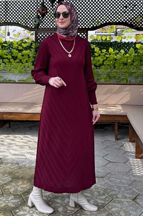 لباس حجاب زرشکی زنانه رگولار Rabia Şamlı - کد 898620100