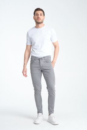 شلوار جین طوسی مردانه پاچه تنگ OneZero - کد 897845846