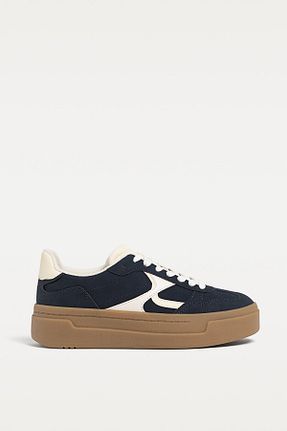 کفش اسنیکر آبی زنانه بند دار Stradivarius - کد 897845977