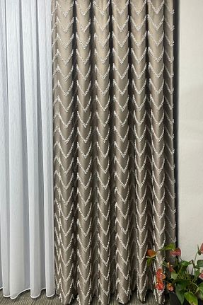پرده زمینه قهوه ای پلی استر Cortibo - کد 897878416