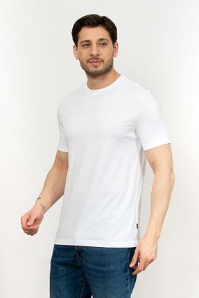 تیشرت سفید مردانه یقه دوچرخه BOSS - کد 332146387