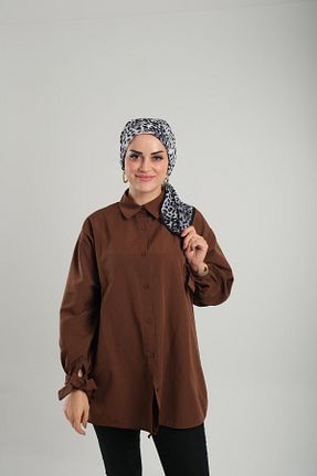 روسری قهوه ای پلی استر Giverny - کد 897896583