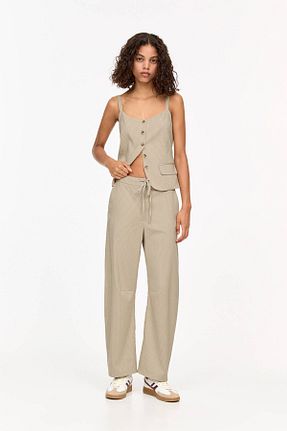 شلوار بژ زنانه پلی استر Pull & Bear - کد 898529969