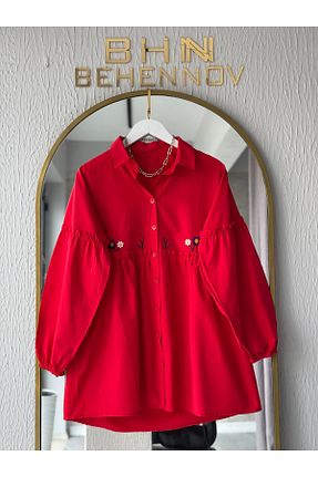 پیراهن قرمز زنانه اورسایز Butik - کد 897895675