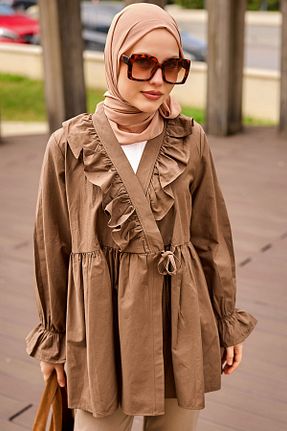 تونیک حجاب قهوه ای زنانه پنبه پلی استر LOCCO - کد 891432078
