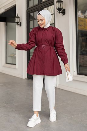 پیراهن حجاب زرشکی زنانه کارگو LOCCO - کد 890480131