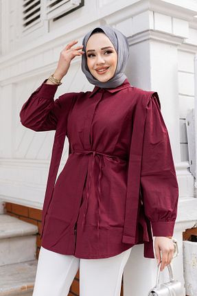 پیراهن حجاب زرشکی زنانه رگولار LOCCO - کد 890480847