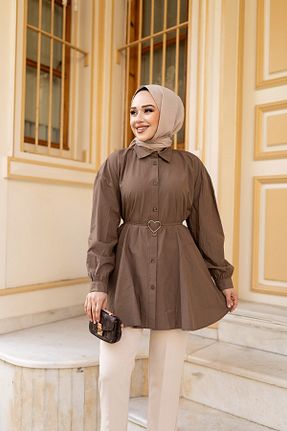 پیراهن حجاب قهوه ای زنانه کارگو LOCCO - کد 890480034