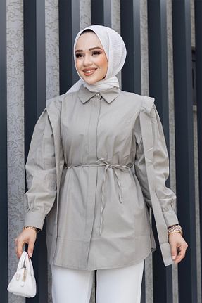 پیراهن حجاب طوسی زنانه رگولار LOCCO - کد 858357579