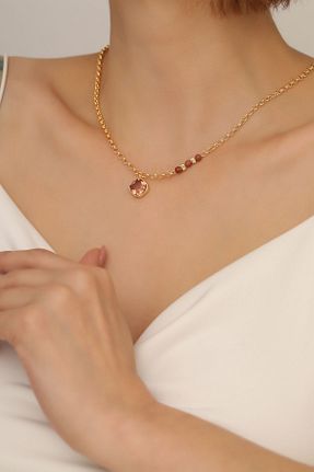 گردنبند جواهر رنگی زنانه روکش طلا Feyz Tasarım - کد 883755042