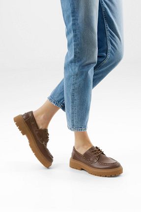 کفش آکسفورد قهوه ای زنانه پلی اورتان Bershka - کد 897940028