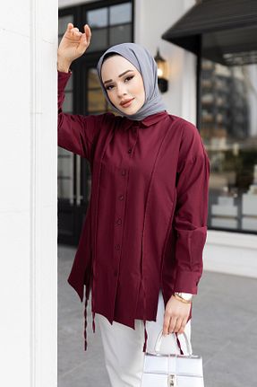 پیراهن حجاب زرشکی رگولار LOCCO - کد 897938600