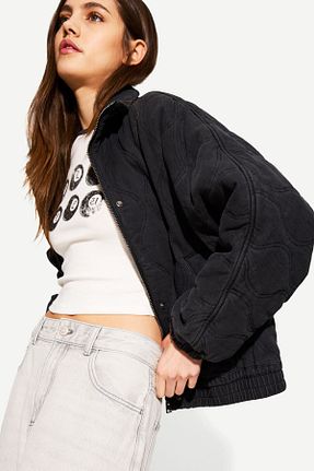 کاپشن طوسی زنانه پنبه ای Bershka - کد 897945031