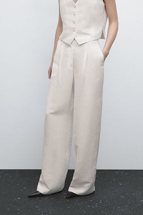 شلوار سفید زنانه ویسکون Massimo Dutti - کد 897948086