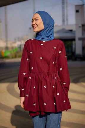 پیراهن حجاب زرشکی زنانه رگولار LOCCO - کد 897943980