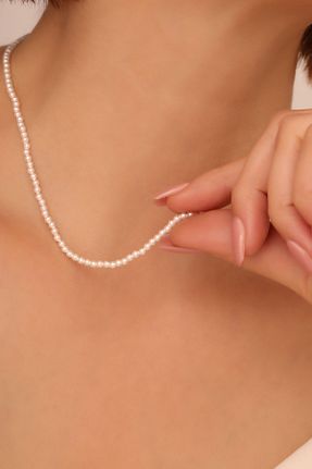 گردنبند جواهر سفید زنانه مروارید Feyz Tasarım - کد 877699792