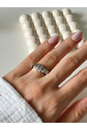 انگشتر استیل (فولاد) سفید زنانه روکش نقره Ressia - کد 897968822