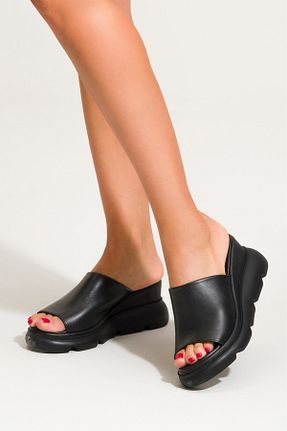دمپائی مشکی زنانه چرم خالص PASSAGE SHOES - کد 897978079