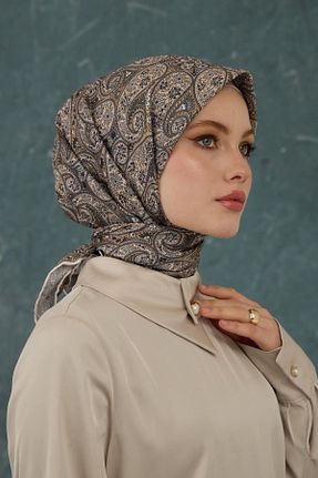 روسری قهوه ای پنبه پلی استر İpekhan - کد 897984837
