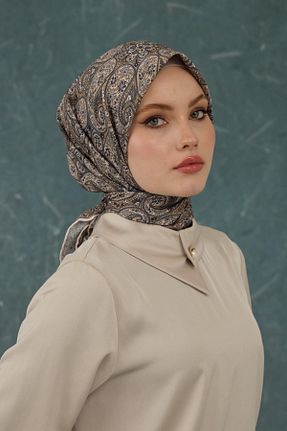 روسری قهوه ای پنبه پلی استر İpekhan - کد 897984837