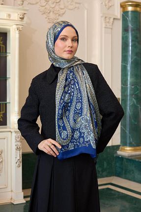 شال آبی زنانه پنبه پلی استر İpekhan - کد 897983911