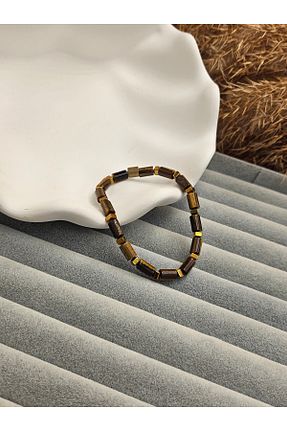 دستبند استیل (فولاد) قهوه ای مردانه سنگ Aura - کد 897988873