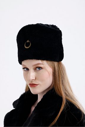 کلاه مشکی زنانه چرم خالص fubileather - کد 897988582