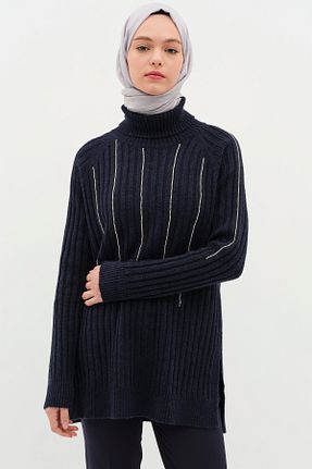 پلیور حجاب سرمه ای زنانه رگولار Tuğba - کد 898619768